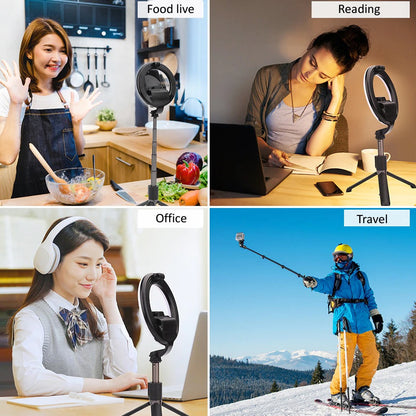 Portable 4-in-1 Selfie Stick with Tripod & LED